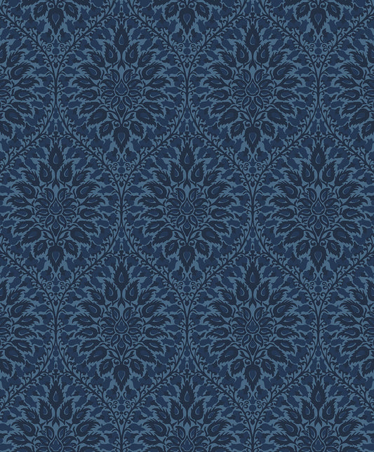 Seabrook Legacy Prints Luna Ogee Wallpaper - Denim