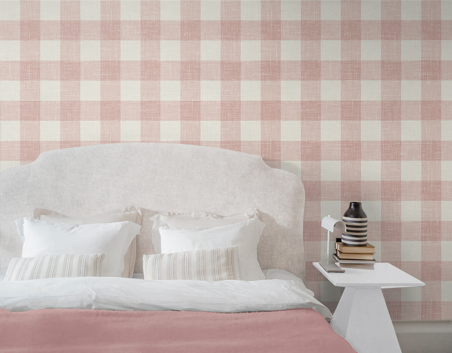 Seabrook French Country Bebe Gingham Wallpaper - Rustic Rouge