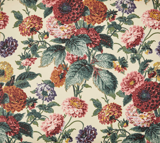 Dahlias Wallpaper by Flora Soames in Parchment