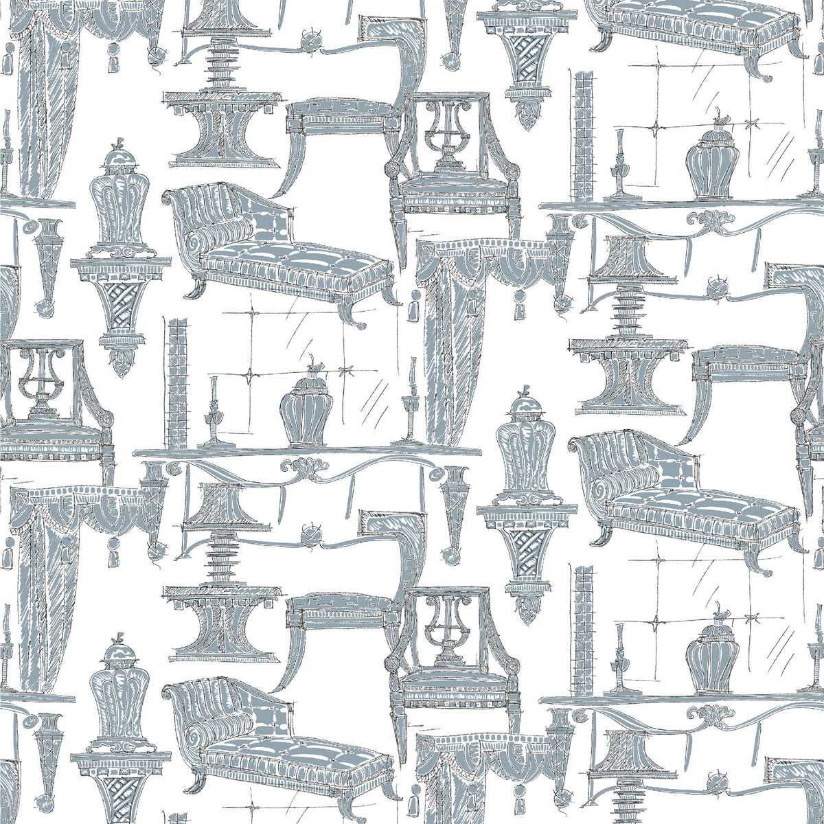 Blanca Fabric by Gaston y Daniela in Blanco/Azul