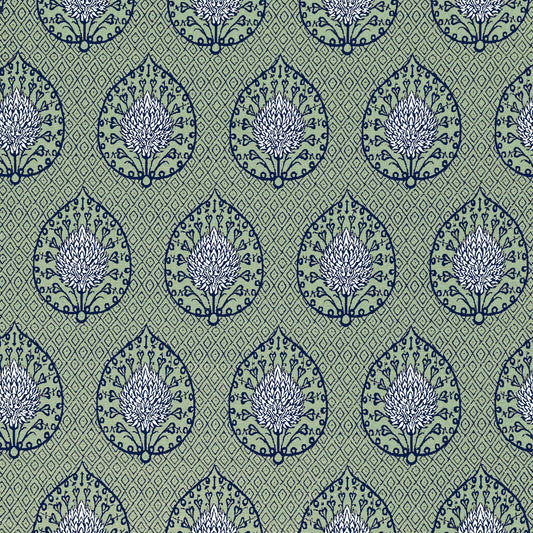 Palmeta Fabric by Gaston y Daniela in Fondo Verde