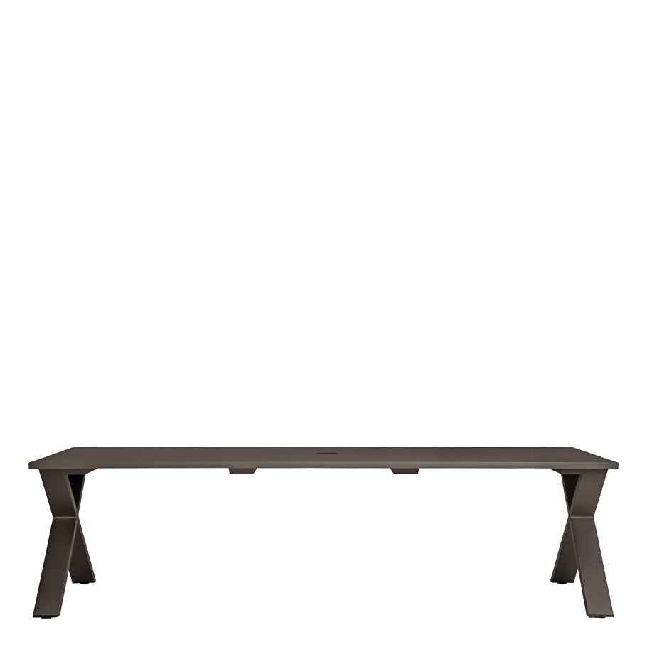 Get-Together Table 275 With Umbrella Hole by JANUS et Cie in Textured White Vermouth