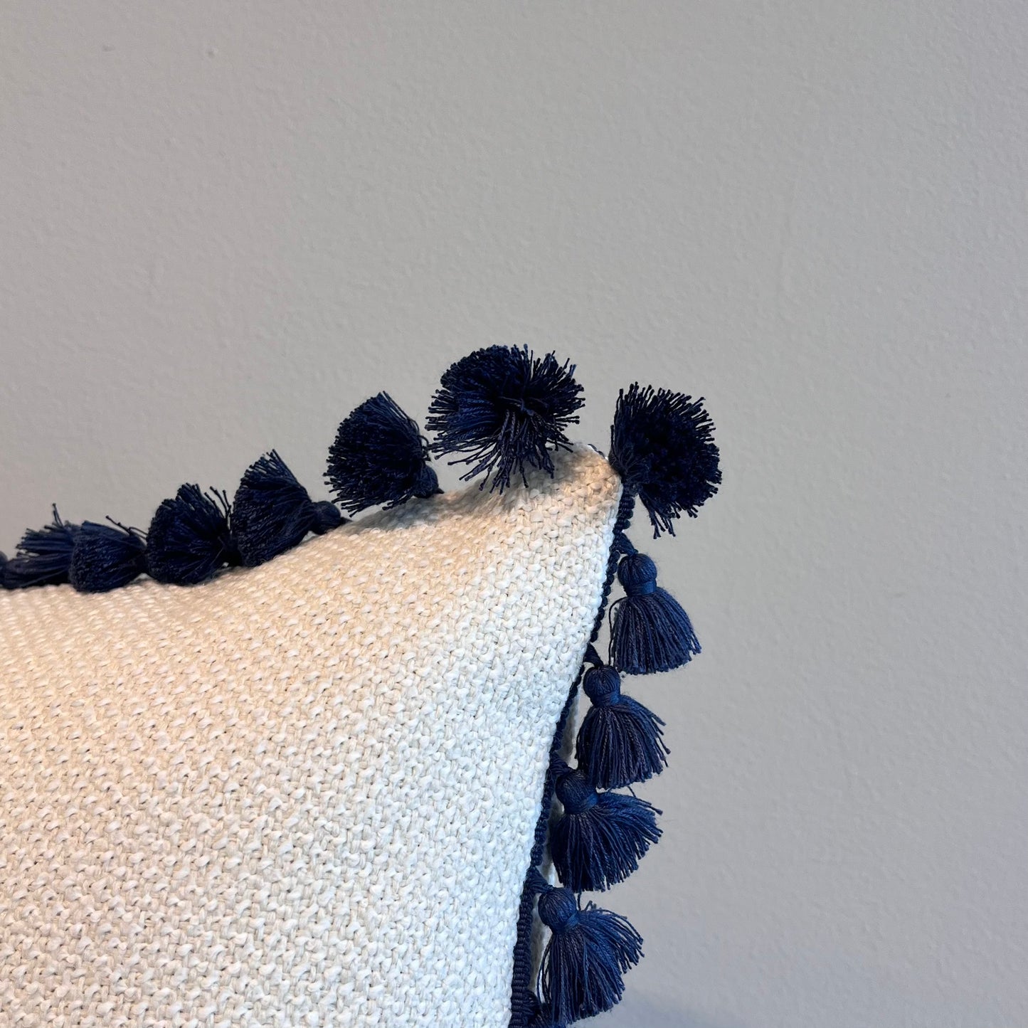 Navy Tassel Throw Pillow