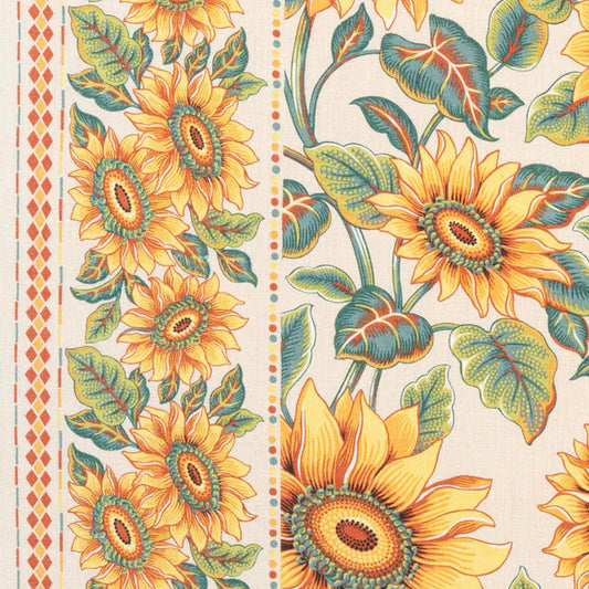 Les Tournesols Fabric by Décors Barbares, border detail