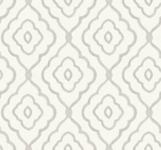 Seabrook Beach House Seaside Ogee Wallpaper - Daydream Gray