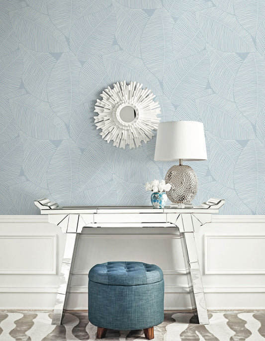 Seabrook Beach House Summer Magnolia Wallpaper - Blue Oasis