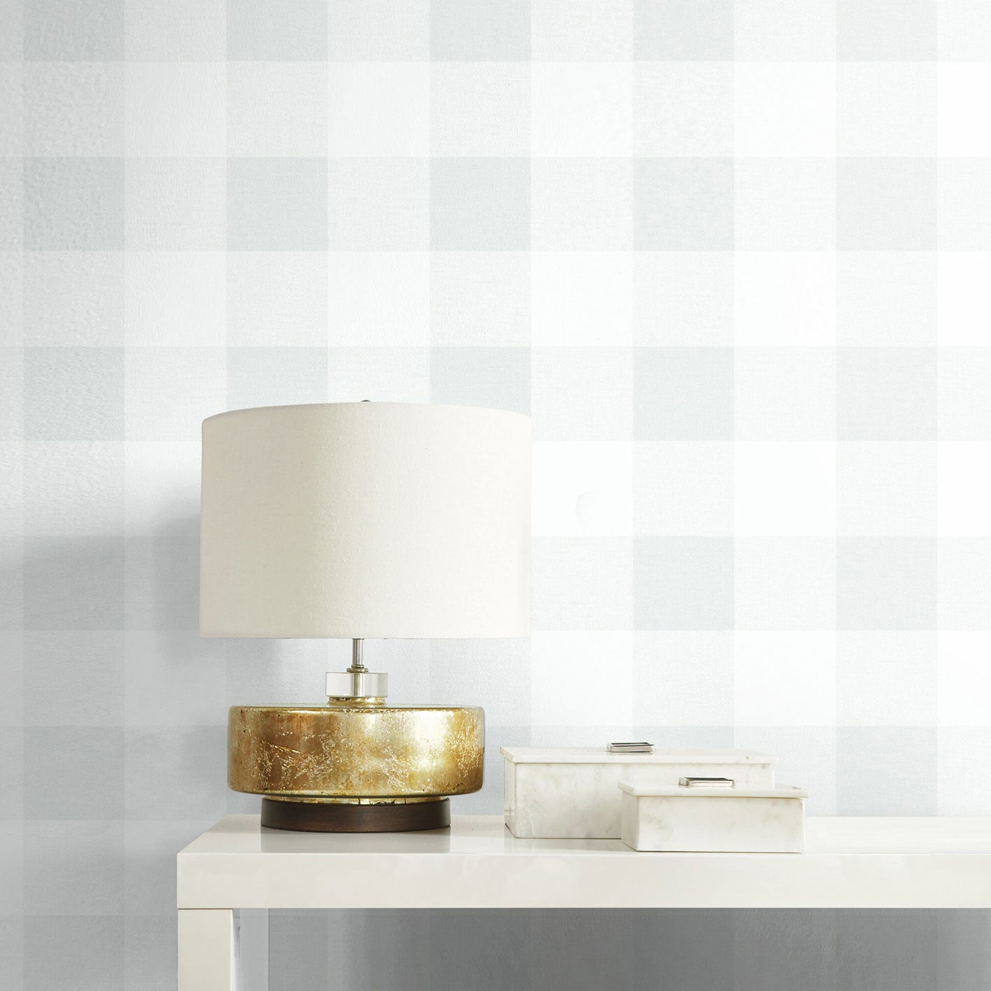 Seabrook Beach House Picnic Plaid Wallpaper - White Sands