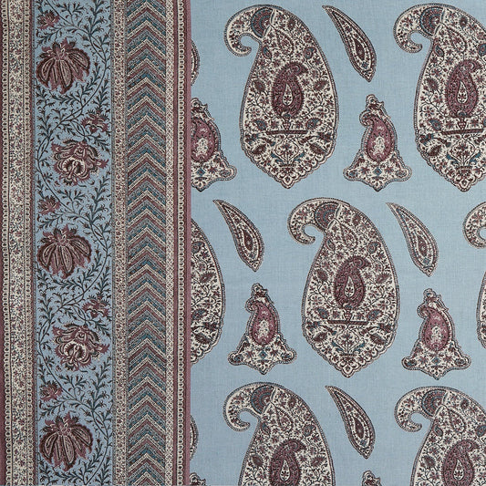 Huntington Paisley Fabric by Meredith Ellis in Cornflower Blue/Plum