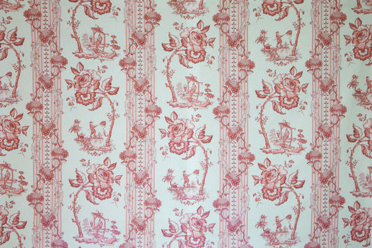 Oriental Toile Fabric by Titley & Marr in Coral