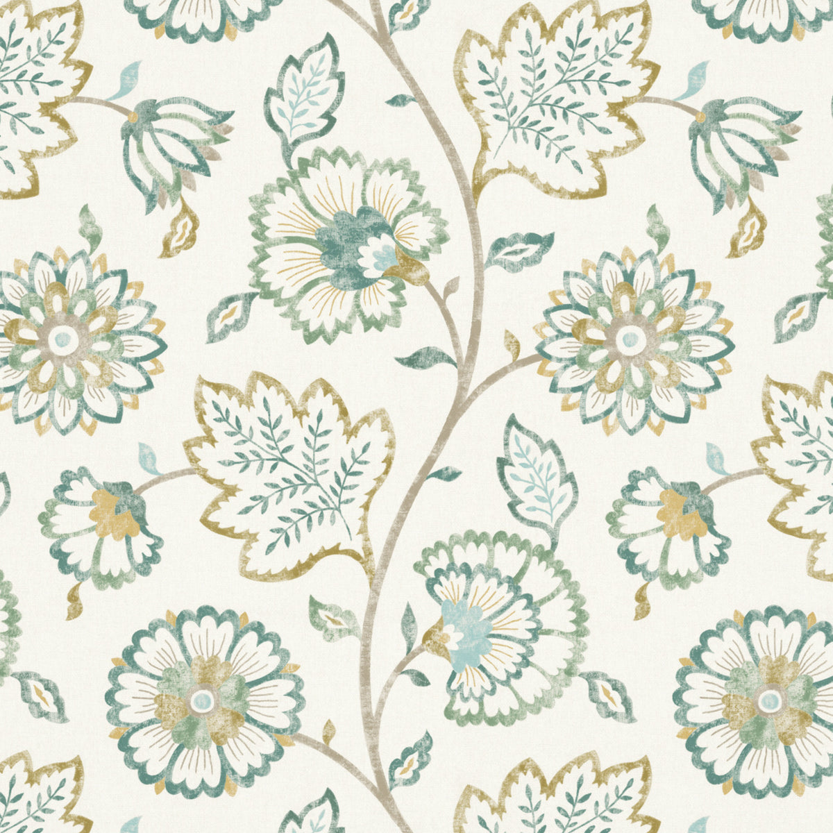 Kalamkari Fabric by Pure Edit in Jade