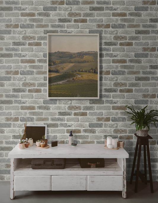 Seabrook Washed Faux Brick Wallpaper - Neutrals