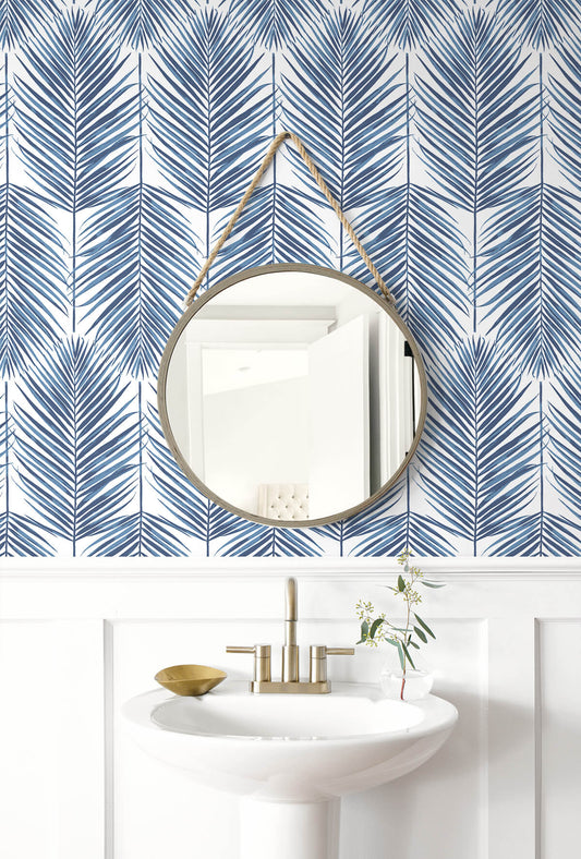 Seabrook Paradise Palm Wallpaper - Coastal Blue