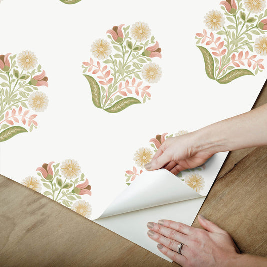 Sophie Floral Medallion Peel & Stick Wallpaper
