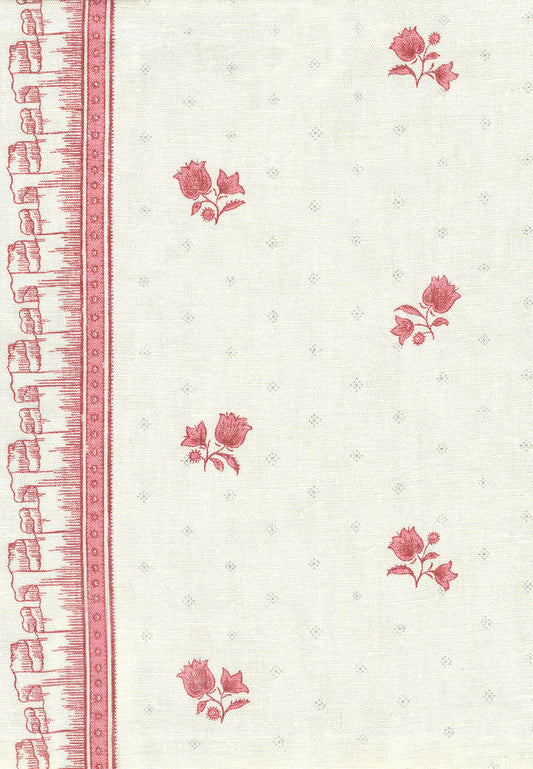 Polonaise Fabric by Décors Barbares in Red, border detail