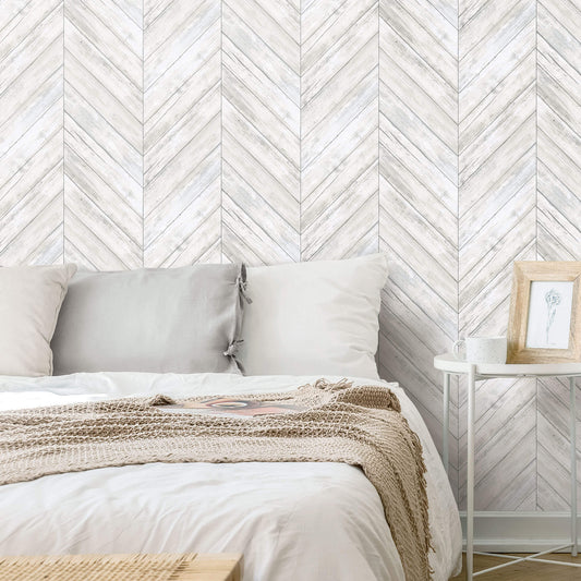 Herringbone Wood Boards Peel & Stick Wallpaper