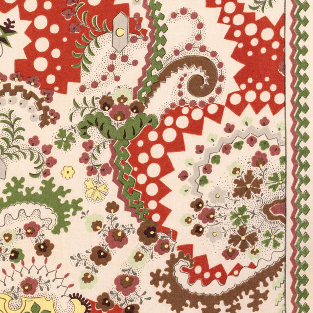 Rimski Fabric by Décors Barbares in Red, border detail