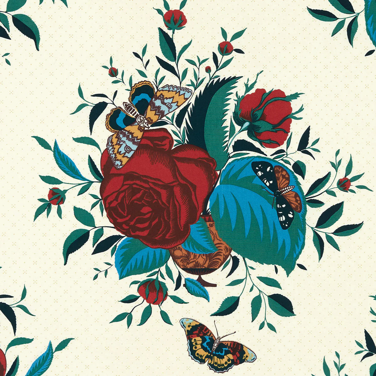 Roses Tchékhonine Fabric by Décors Barbares, pattern detail
