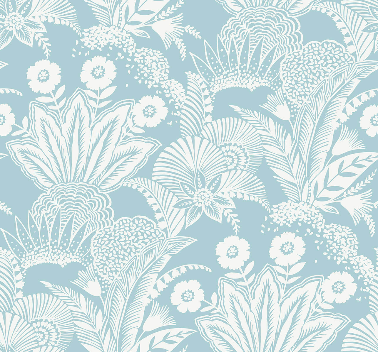 Seabrook Summer House Suvi Palm Grove Wallpaper - Sky Blue