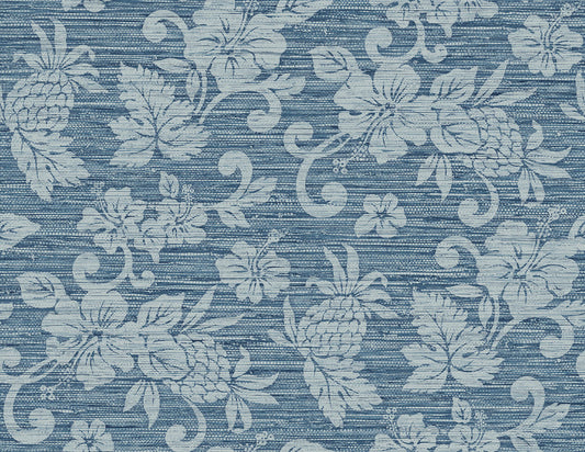 Seabrook Summer House Juno Island Floral Wallpaper - Bay Blue