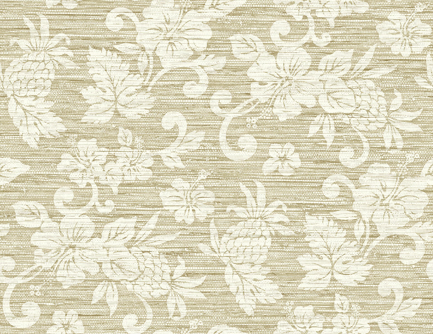 Seabrook Summer House Juno Island Floral Wallpaper - Saddle Tan