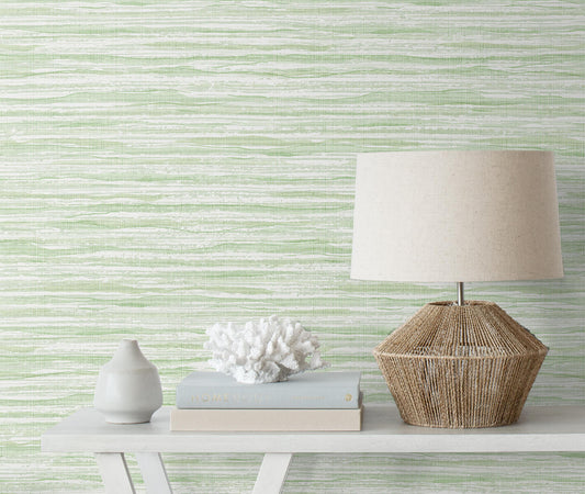 Seabrook Summer House Faux Stringcloth Wallpaper - Baby Lettuce