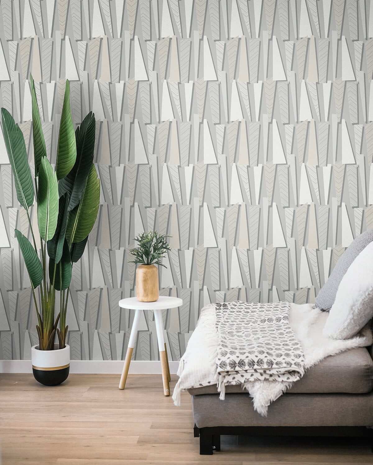 Seabrook The Simple Life Geometric Shadows Wallpaper - Stone