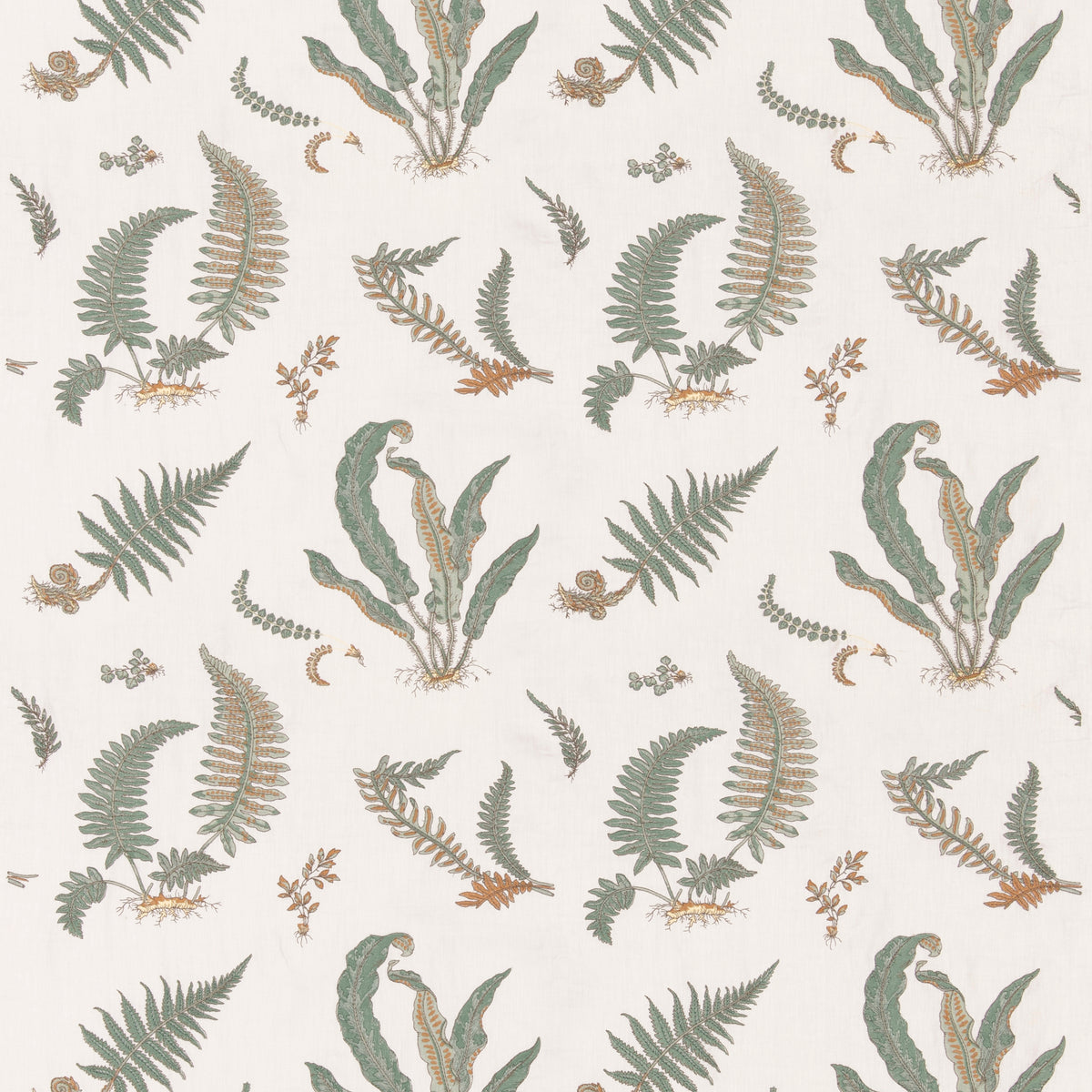 Ferns Embroidery Fabric by G P & J Baker in Verdigris