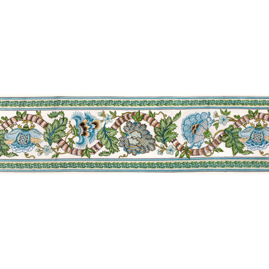 Lauris Border - Aqua/Leaf