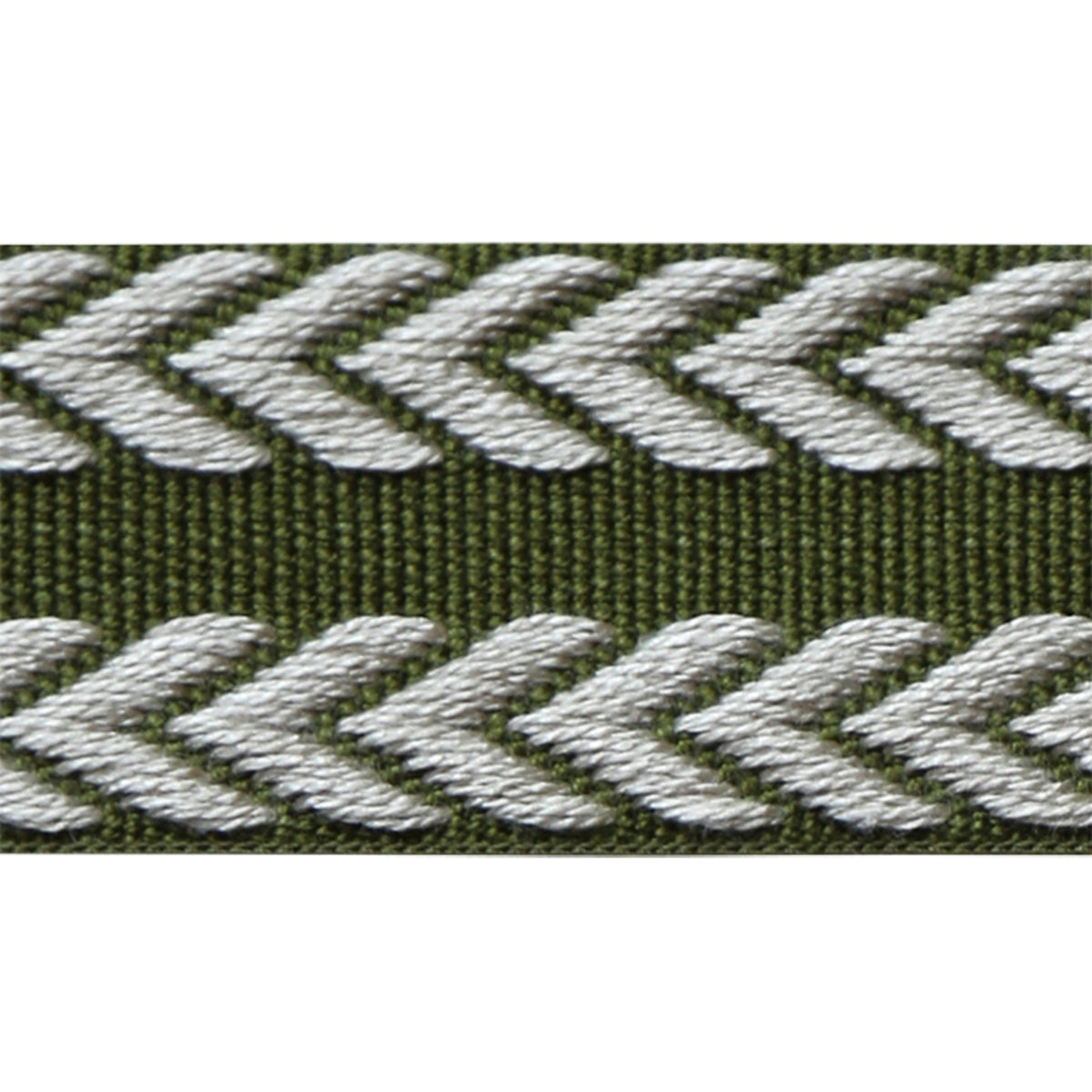 Chevron Braid Trim by Lee Jofa in Olive Green & Flax