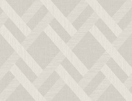 Seabrook Even More Textures Linen Trellis Wallpaper - Morning Fog