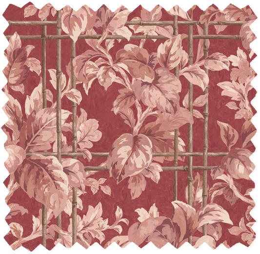 Verdant Trellis Claret Linen Fabric