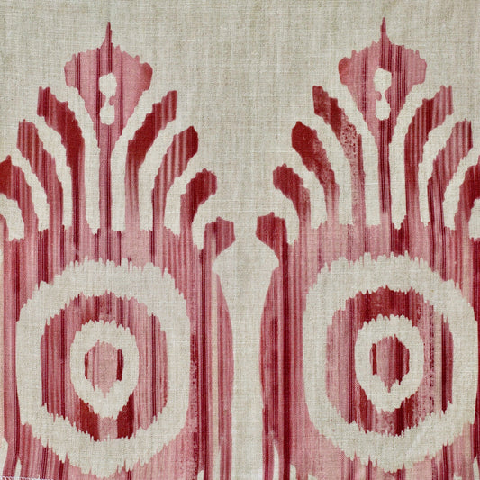 Serena Ikat Fabric by Botanica Trading in Pink & Red