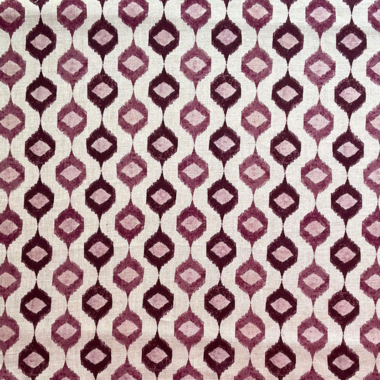 Ikat Lozenge Stripe Fabric by Botanica Trading in Grape
