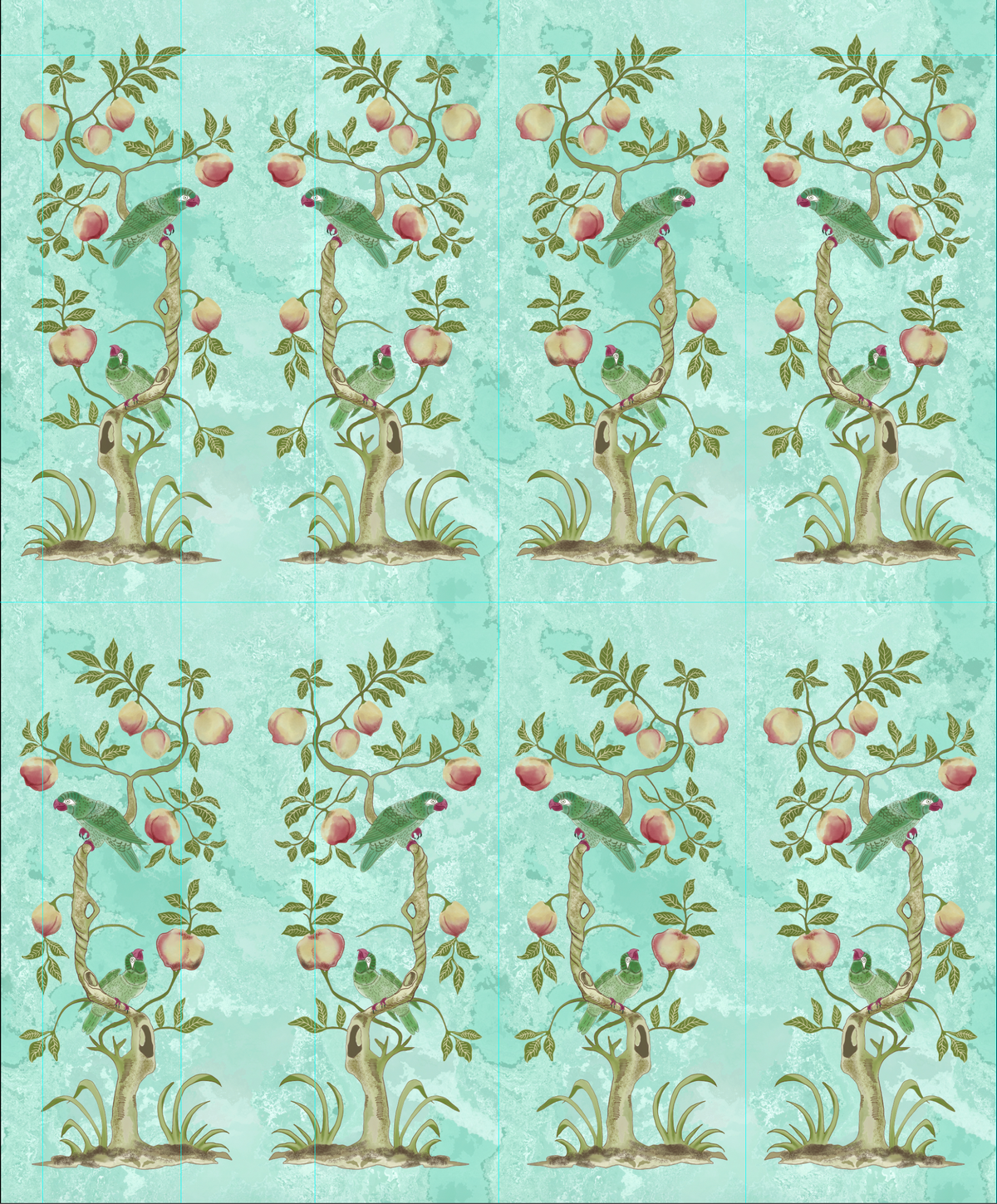 Espalier Wallpaper by Botanica Trading in Peaches & Parrots