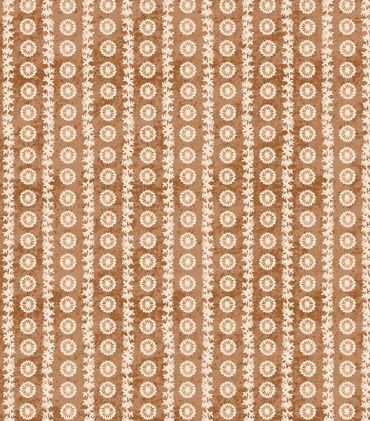 Fleuron Mini Stripe Wallpaper by Botanica Trading in Henna