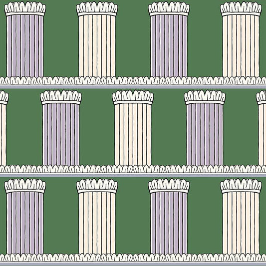 Pillars Wallpaper by Ottoline in Green