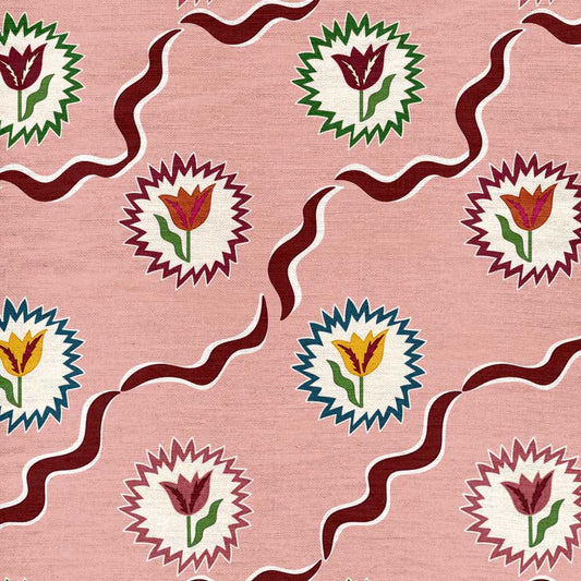 Tulips of Belgravia Fabric by Ottoline in Burgundy