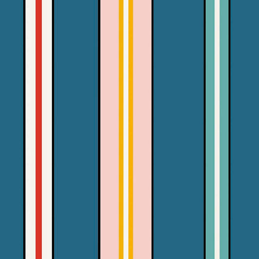 Sporty Stripes Wallpaper by Ottoline in Blue