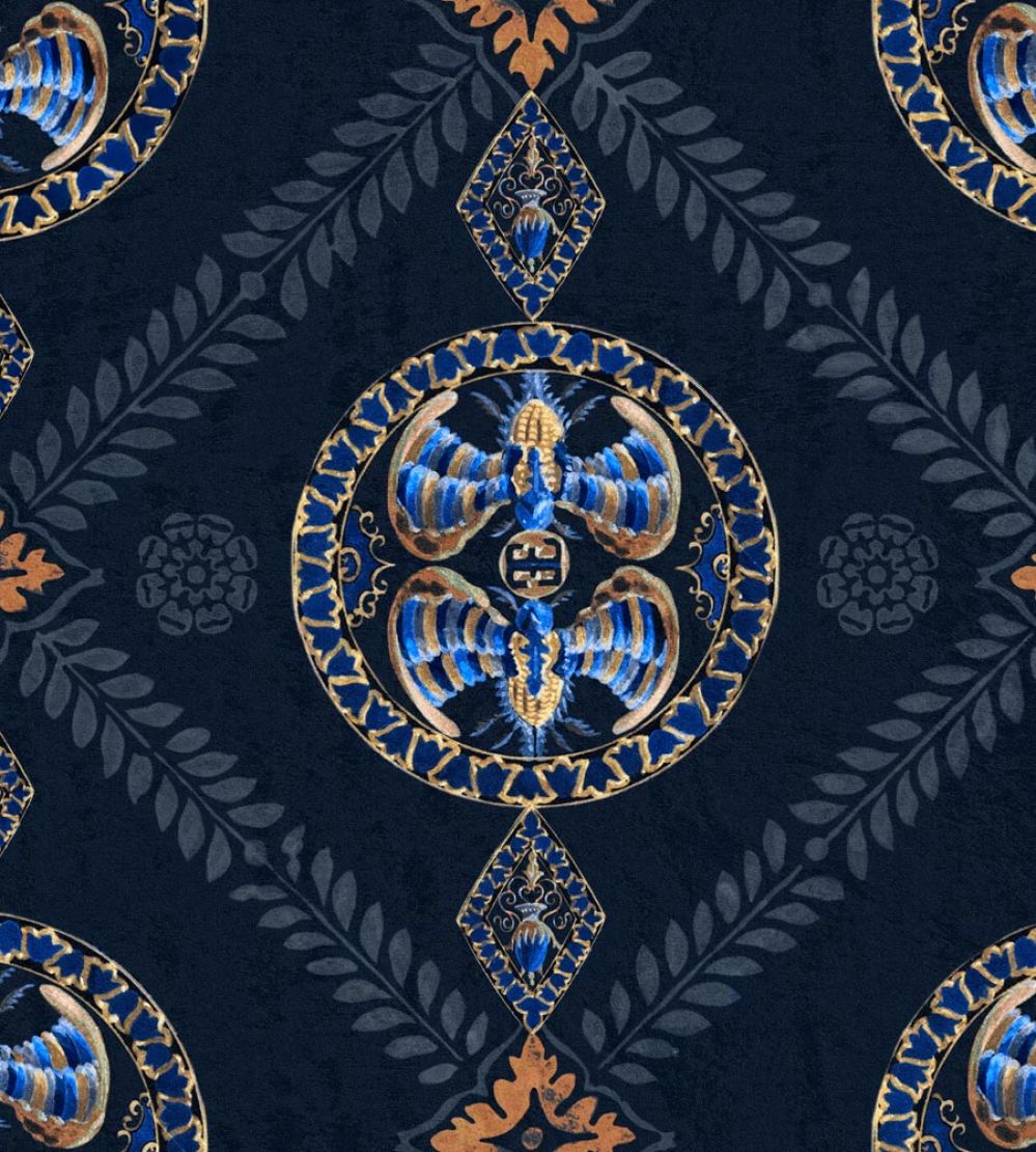 Abeille Decoratif Wallpaper by MINDTHEGAP Indigo