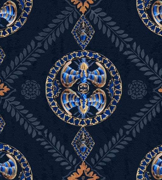 Abeille Decoratif Wallpaper by MINDTHEGAP Indigo
