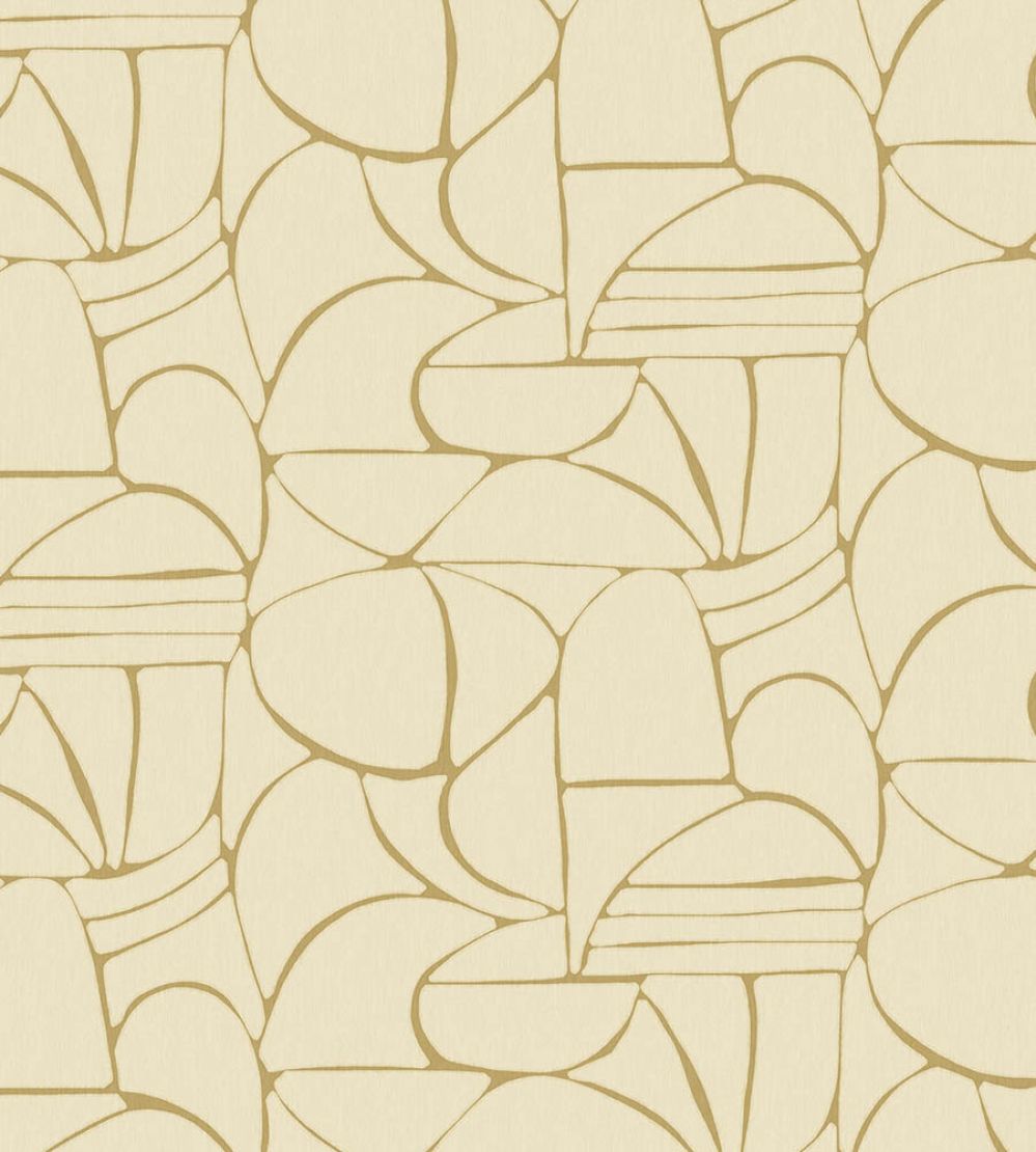 Abstract Pebble Mural by Eijffinger Yellow/Ocher