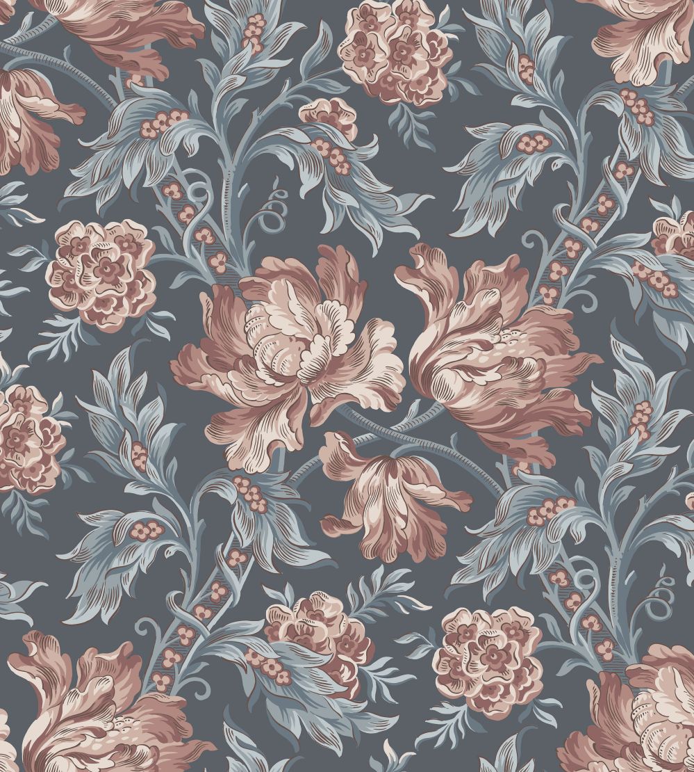 Amelia Wallpaper by Sandberg Indigo Blue