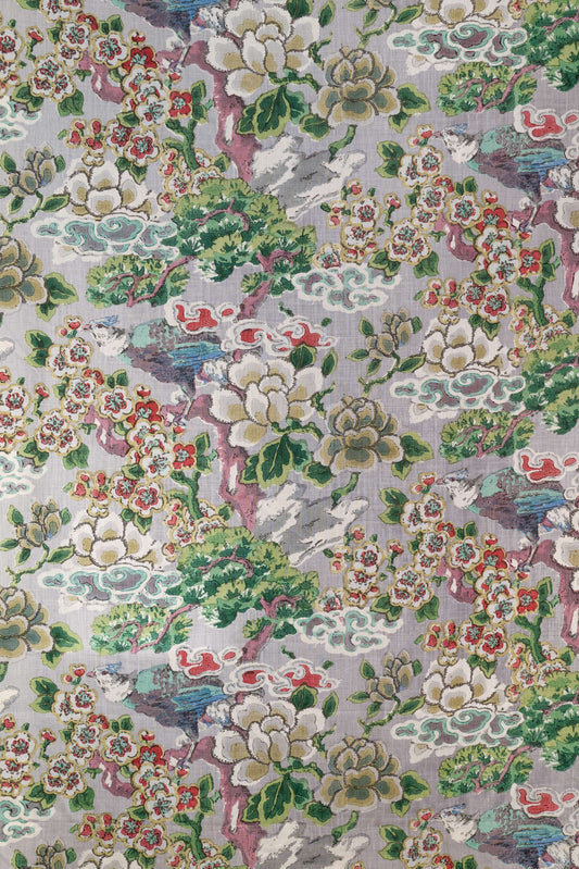 Amherst Hand-Block Fabric by Jean Monro in Famille Verte