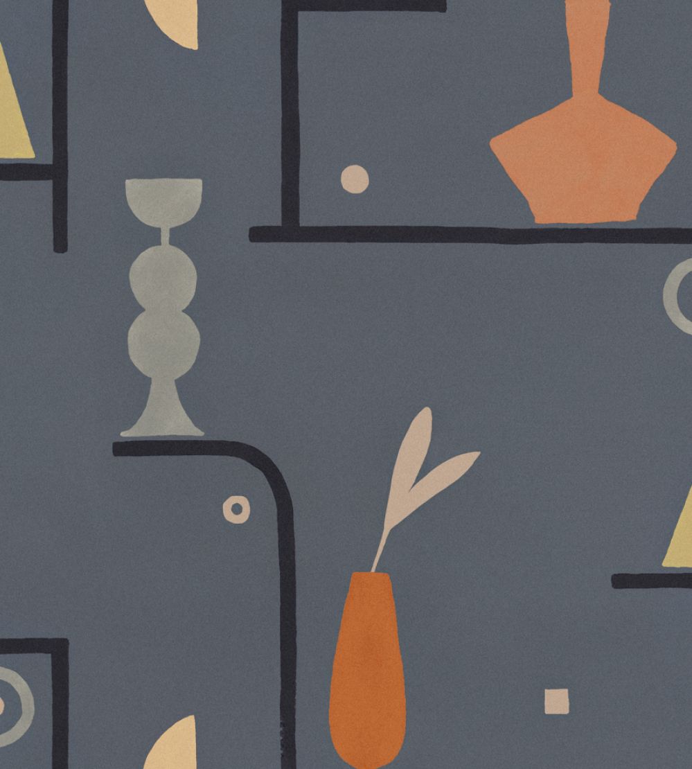 Archaeological Forms Wallpaper by Tres Tintas Blue