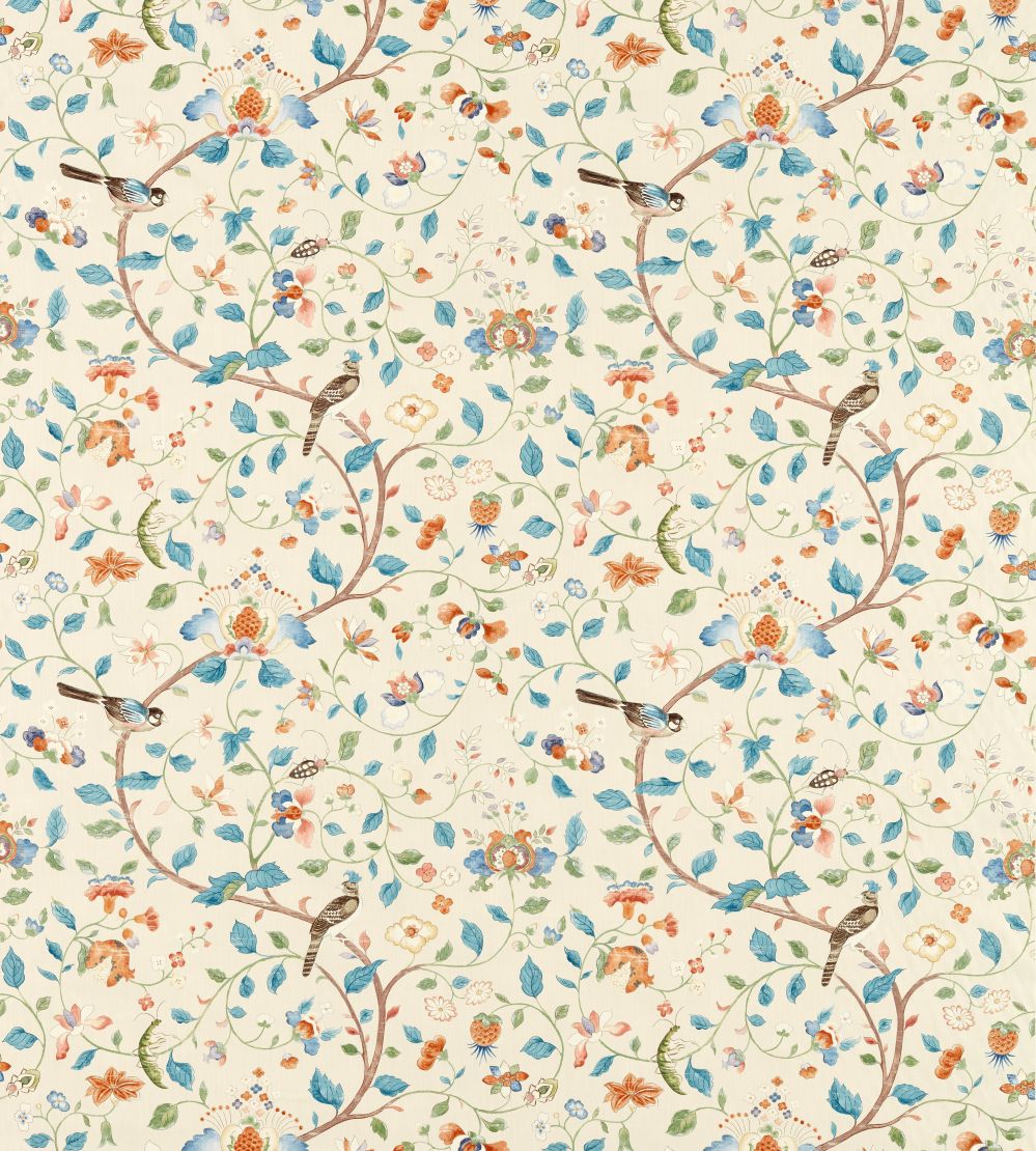 Aril's Garden Fabric by Sanderson Teal/Russet
