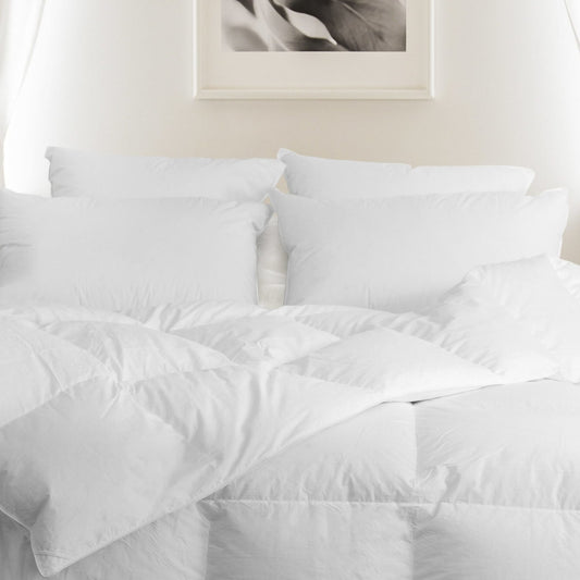 Astra Down Alternative Pillow by Downright, styled on a bed