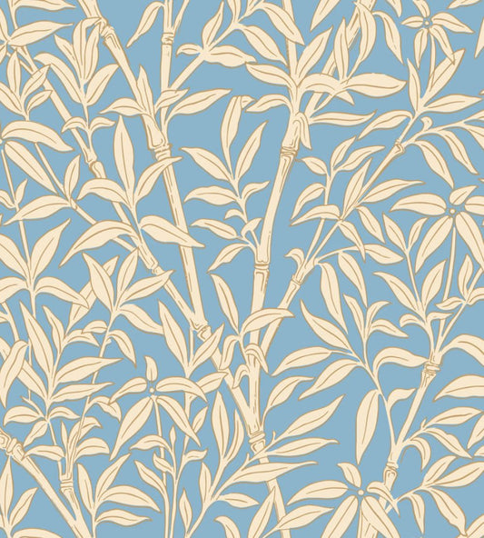 Bamboo Forest Wallpaper by Cole & Son Buttercup Yellow on Cornflower Blue