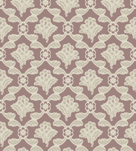 Barace Wallpaper by Farrow & Ball School House White / Sulking Room Pink