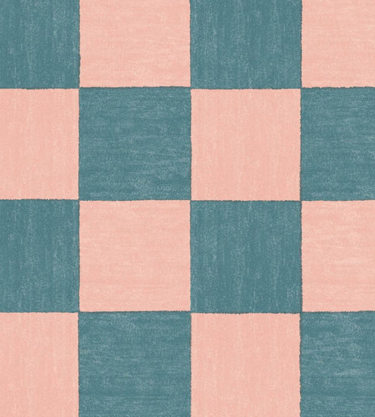 Battenberg Wallpaper by Woodchip & Magnolia Coral Teal