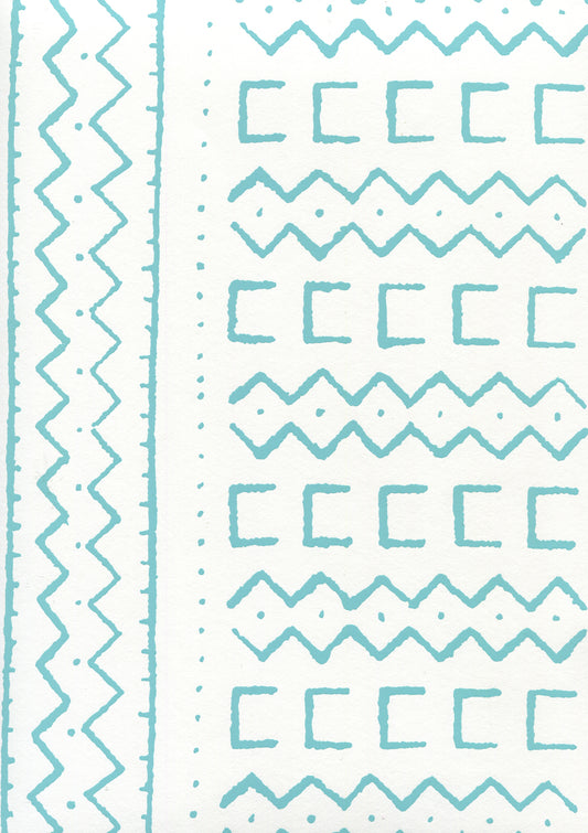 Beau Rivage Turquoise on White wallpaper by Alan Campbell